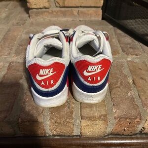 Nike Air Athletic Shoes in Red, Blue, and White